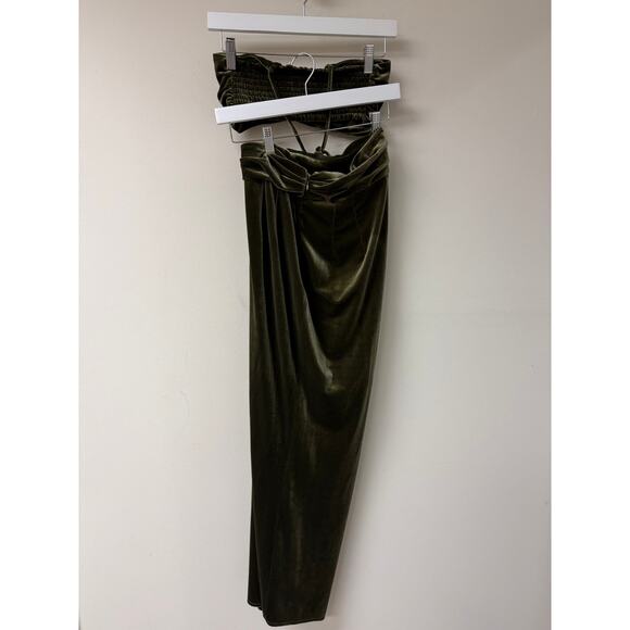 Ronny Kobo x Revolve Freya Velvet Bra Top & Blythe Maxi Skirt Set Olive Size S - Picture 8 of 8
